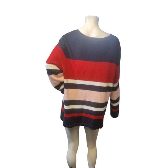 Croft & Barrow Block Sweater Red Navy Pink White Round Neck Like New Size XXL - Picture 12 of 14